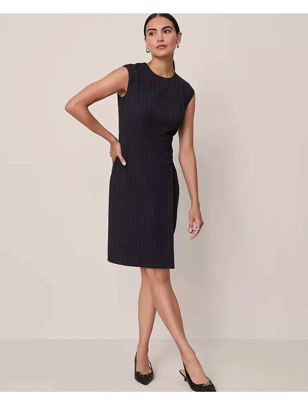NWT $169 Ann Taylor wrap effect sheath dress pinstripe sz 0